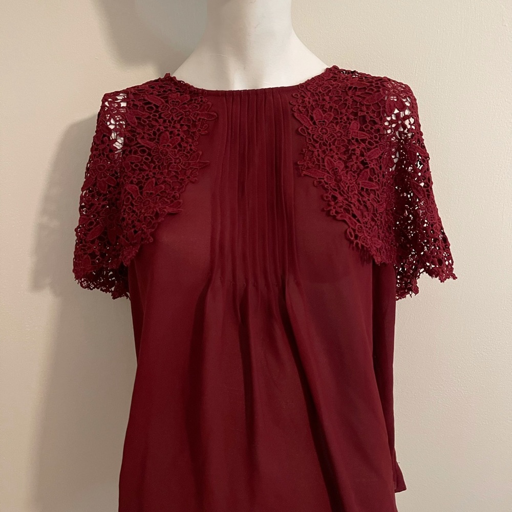Maroon cape blouse